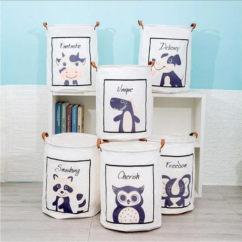 Large Cartoon Folding Laundry Basket Dirty Clothes Storage For Kid Toys Organizers Sundries Barrel