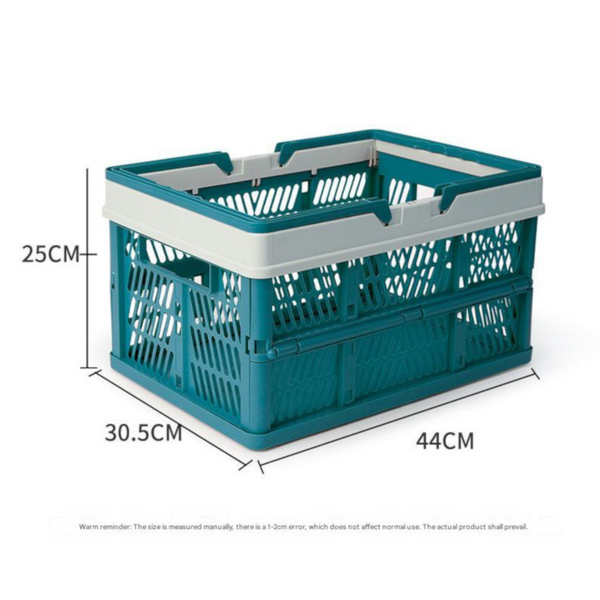 Large Collapsible Storage Basket With Handles Portable Folding Crate For Shopping Picnics & Car Trunk(Green) Storage Bins & Baskets