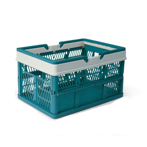 Large Collapsible Storage Basket With Handles Portable Folding Crate For Shopping Picnics & Car Trunk(Blue) Storage Bins & Baskets