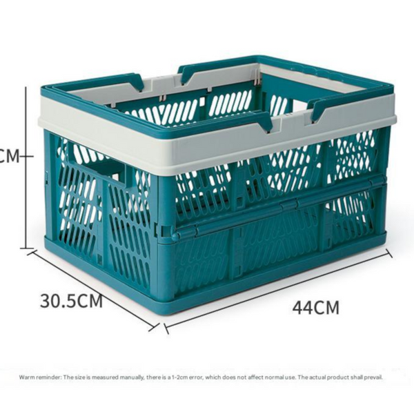 Large Collapsible Storage Basket With Handles Portable Folding Crate For Shopping Picnics & Car Trunk(Blue) Storage Bins & Baskets