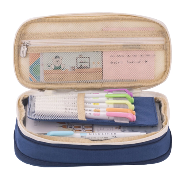 Large Capacity Pencil Case Pouch Storage Bag Double Zipper Design Expandable Pencil Cases