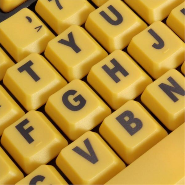 Large Print Usb Computer Keyboard High Contrast Yellow Keys Black Letter For Elder