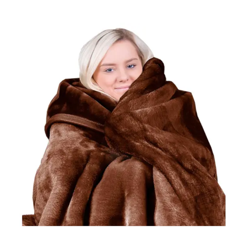 Laura Hill Faux Mink Blanket 800Gsm Heavy Double-Sided Chocolate