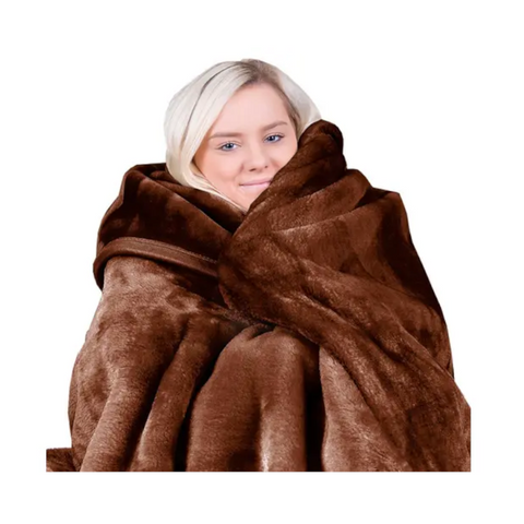 Laura Hill Faux Mink Blanket 800Gsm Heavy Double-Sided Chocolate