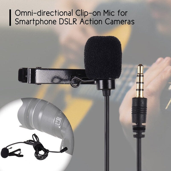 Lavalier Microphone Omni Directional Clip On Black Microphones & Wireless Systems