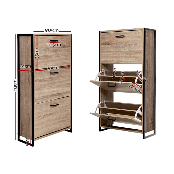 Artiss Shoe Cabinet Shoes Storage Rack Organiser Up To 24 Pairs Shelf Cupboard Metal Frame Shoe Cabinets