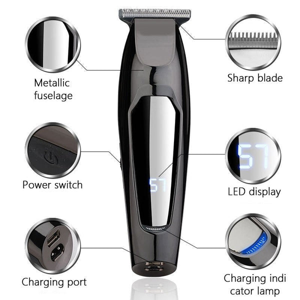 Lcd Digital Display Rechargeable Hair Clipper Retro Electric Salon Clippers & Trimmers