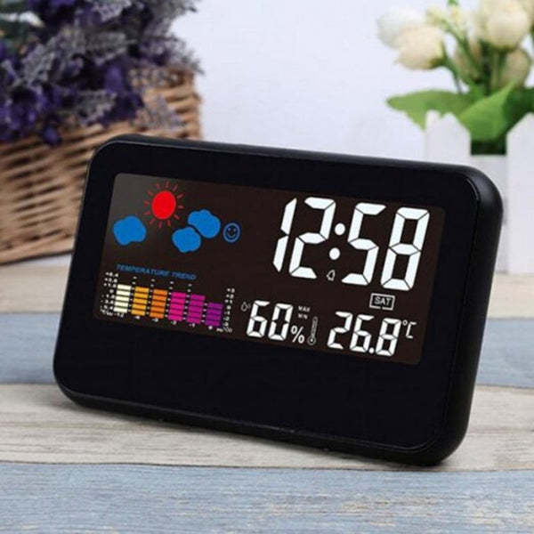 Lcd Digital Weather Station Clock Black Weather Stations