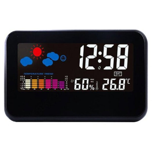 Lcd Digital Weather Station Clock Black Weather Stations