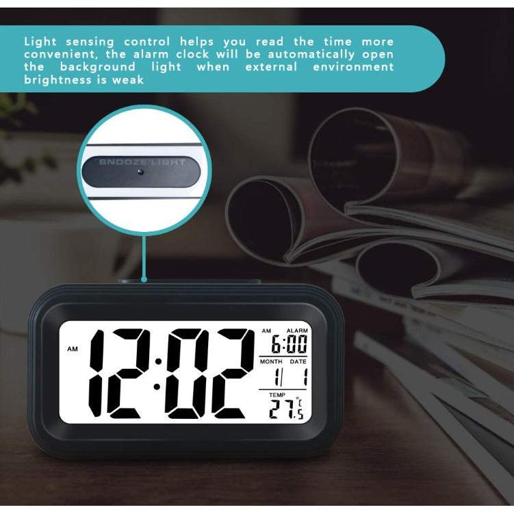 Clocks Lcd Alarm Battery Operated Cordless Digital Smart Sensor Night ...