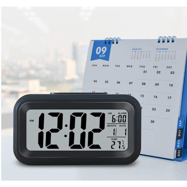 Clocks Lcd Alarm Battery Operated Cordless Digital Smart Sensor Night Light Date Snooze Temperature 12 / 24Hr Switchable Simple Operation For Kids Hea