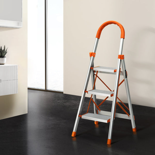 Giantz 3 Step Ladder Multi-Purpose Folding Aluminium Light Weight Non Slip Platform