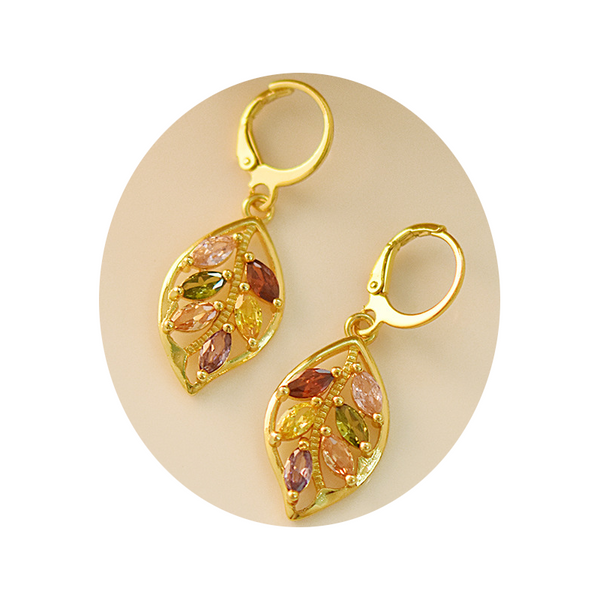 Women's Vintage Leaf Texture Leaf-Shaped Dangle Drop Earrings Jewellery