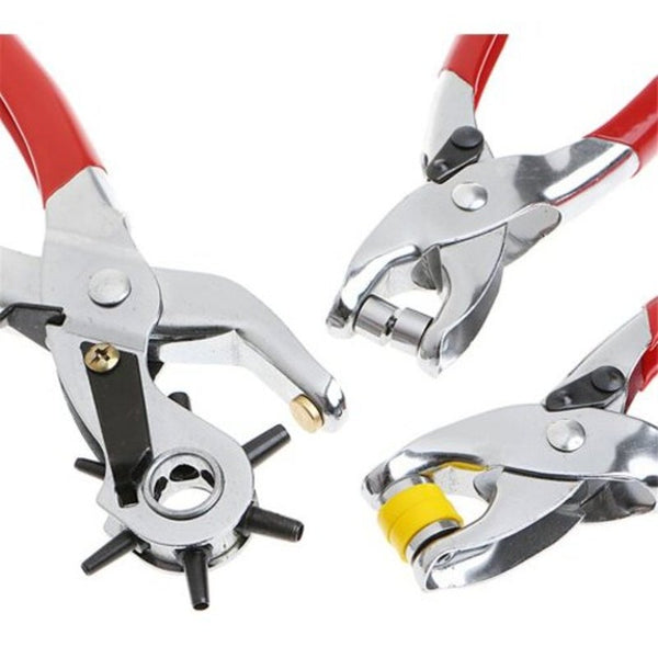 Leather Belt Hole Sewing Puncher Revolve Repair Tool Watchband Strap Plier Red Leather Punching Tools