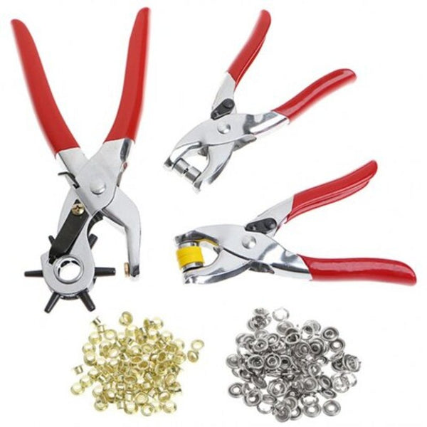 Leather Belt Hole Sewing Puncher Revolve Repair Tool Watchband Strap Plier Red Leather Punching Tools