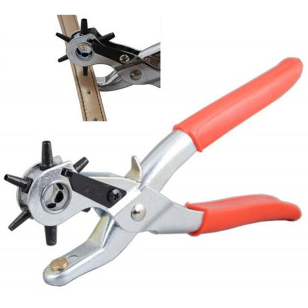 Leather Belt Hole Sewing Puncher Revolve Repair Tool Watchband Strap Plier Red Leather Punching Tools