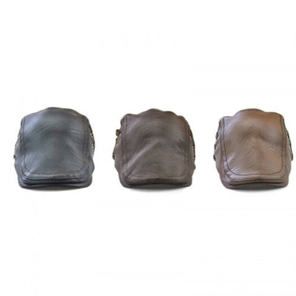 Leather Cap Personalized Piercing Strap Beret For 56 59Cm Deep Coffee Hats