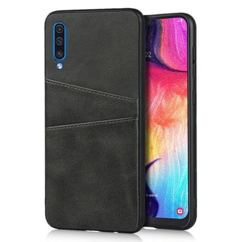 Leather Card Slot Phone Case For Samsung Galaxy A50 Black