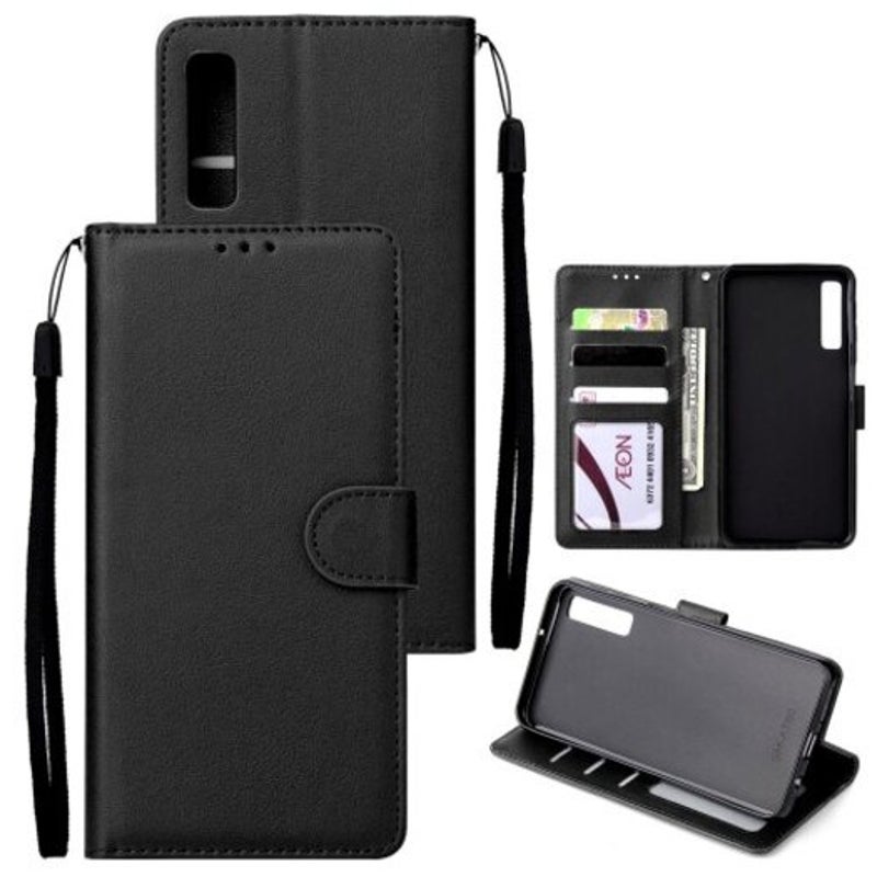 Leather Flip Wallet Phone Case For Samsung A750 / 2018 Black Cases Covers & Skins