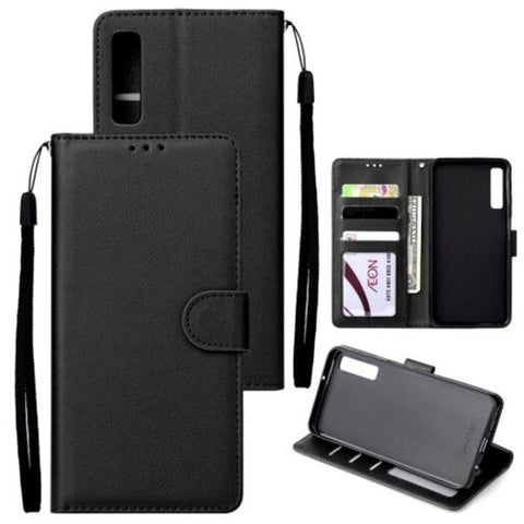 Leather Flip Wallet Phone Case For Samsung A750 / 2018 Black Cases Covers & Skins