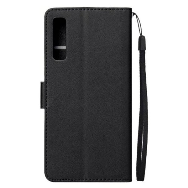 Leather Flip Wallet Phone Case For Samsung A750 / 2018 Black