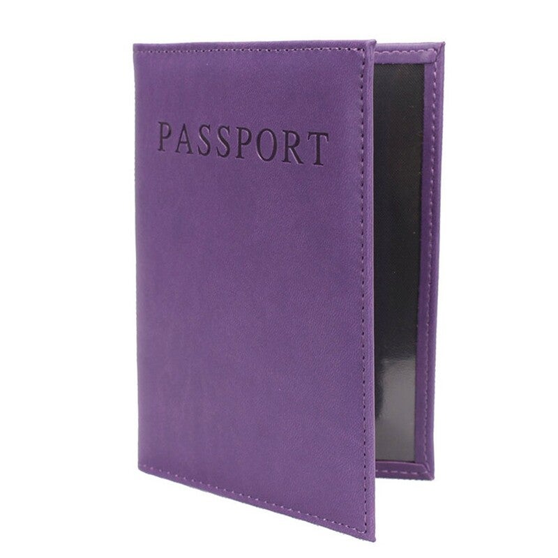 Pu Leather Travel Passport Cover Protective Card Case Protector Women Men Purple Travel Wallets
