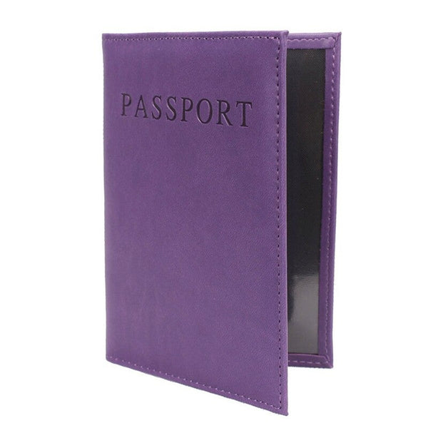 Pu Leather Travel Passport Cover Protective Card Case Protector Women Men Purple Travel Wallets