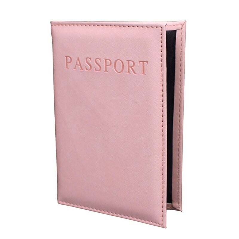 Pu Leather Travel Passport Cover Protective Card Case Protector Women Men Pink
