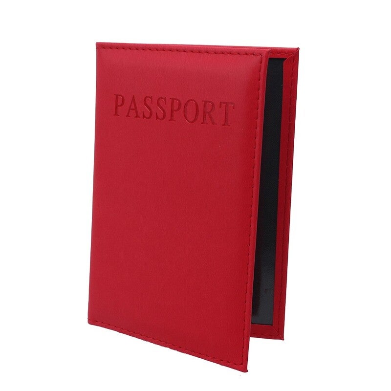 Pu Leather Travel Passport Cover Protective Card Case Protector Women Men Red