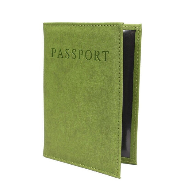 Pu Leather Travel Passport Cover Protective Card Case Protector Unisex Light Green