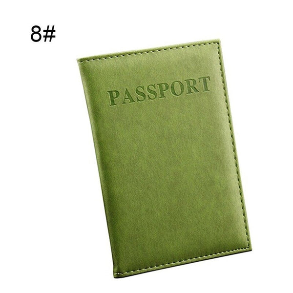 Pu Leather Travel Passport Cover Protective Card Case Protector Unisex Light Green