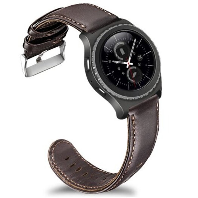 Leather Watch Band Strap For Samsung Gear S2 Classic / Sport Ticwatch E Deep Coffee Watch Bands