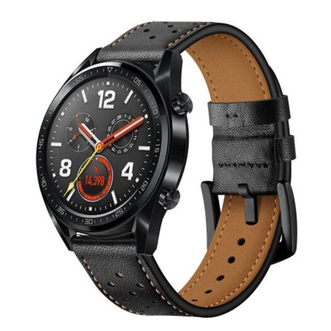 Leather Watch Band Wrist Strap For Huawei Gt / Honor Magic 2 Pro Black