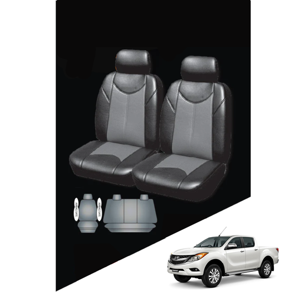 Leather Look Car Seat Covers For Mazda Bt-50 Single Cab 2011-2020 | Grey