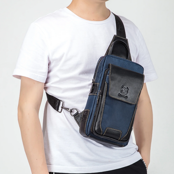 Leather Men Chest Bag Casual Shoulder Black / Blue Bags