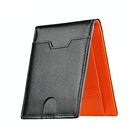 Leather Rfid Wallet Ultra Thin Orange Wallets
