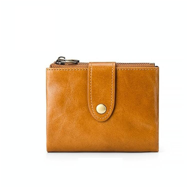 Leather Rfid Wallet With Dual Zippers Brown Wallets