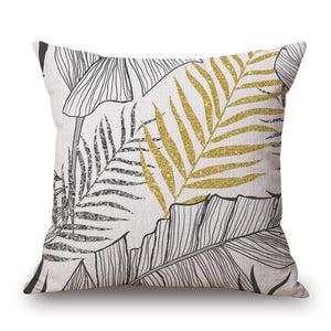 Leaves On Cotton Linen Pillow Cover