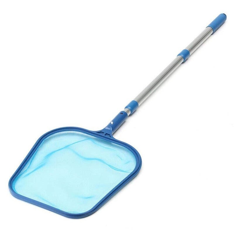 Leaves Skimmer Rake Net With Telescopic Pole Blue Handheld Pool Brushes & Nets