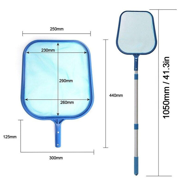 Leaves Skimmer Rake Net With Telescopic Pole Blue Handheld Pool Brushes & Nets