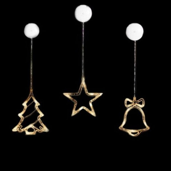 Led Christmas Lights String Decorative Deer Bell Stars Tree Window Sucker Glass Elves