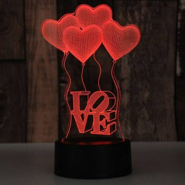 Led Colorful Usb Power Supply Small Table Lamp Creative 3D Gift Love Balloon Night Light Multi A