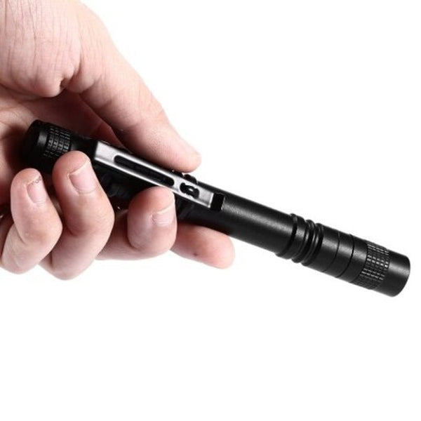 Led Cree Pen Flashlight Torch Battery Powered High Light Black
