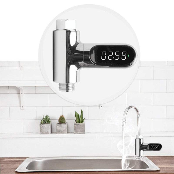 Shower Water Led Thermometer Time Display Flow Generator Thermometers