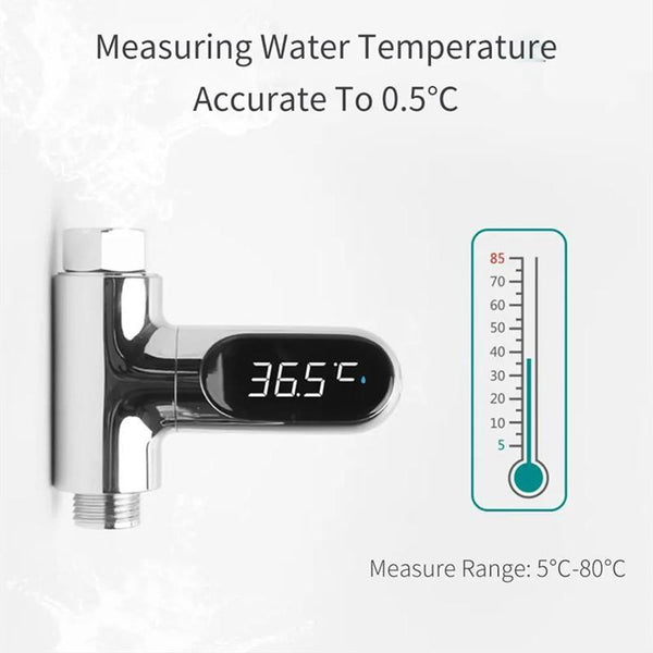 Shower Water Led Thermometer Time Display Flow Generator Thermometers