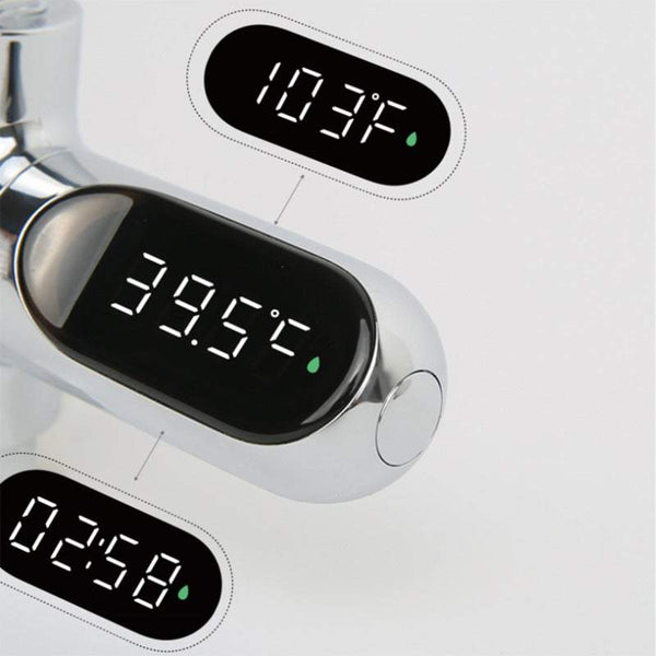 Shower Water Led Thermometer Time Display Flow Generator Thermometers