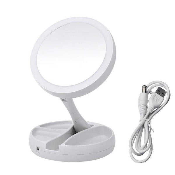 Double Sided Foldable Led Illuminated 10X Magnification Makeup Mirrors