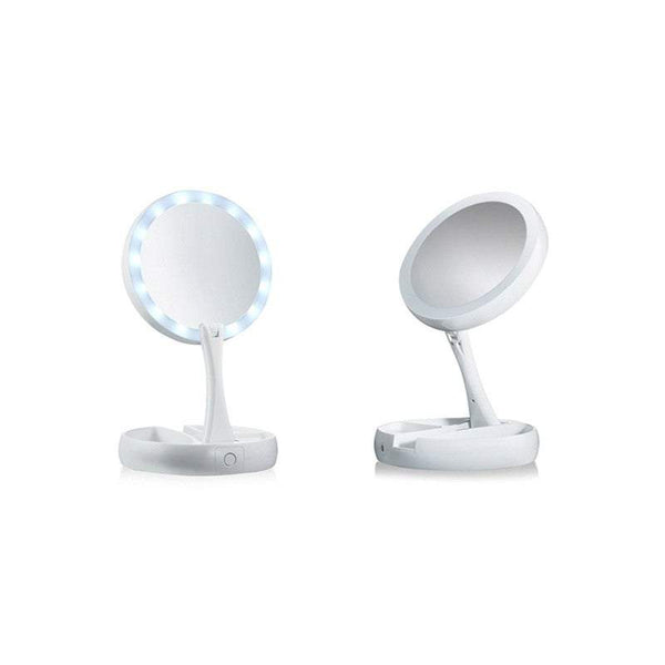 Double Sided Foldable Led Illuminated 10X Magnification Makeup Mirrors