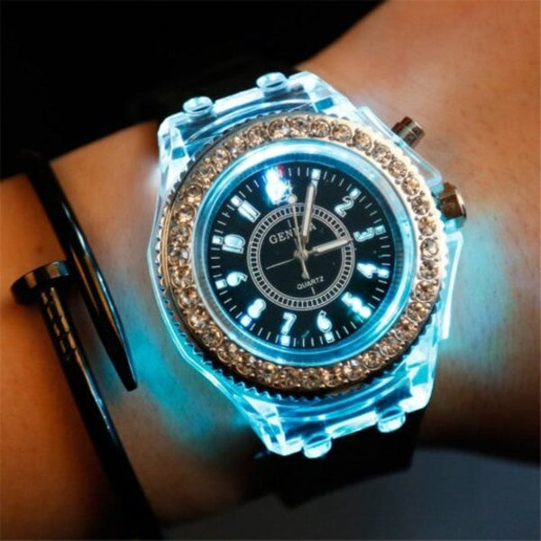 Veile Studios Led Light Flash Luminous Watch Personality Trends Students Lovers Wristwatch Black Watches