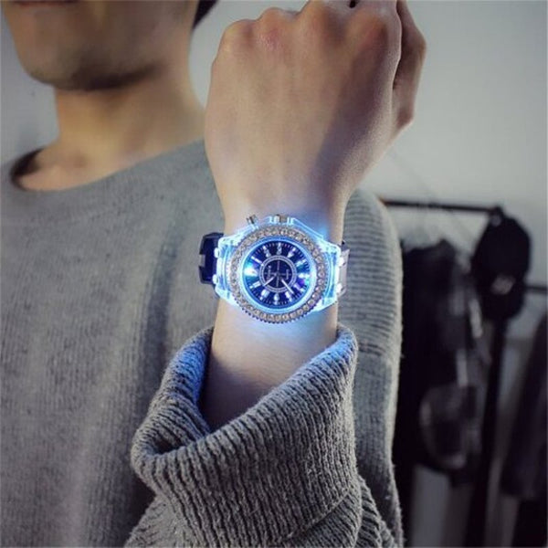 Veile Studios Led Light Flash Luminous Watch Personality Trends Students Lovers Wristwatch Black Watches